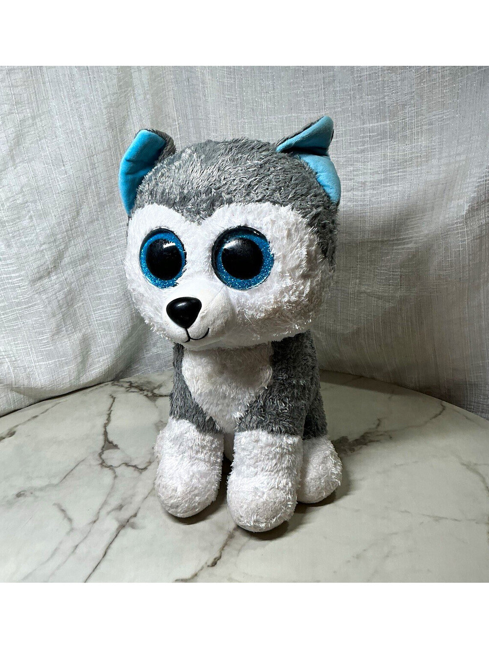 Ty Beanie Boos Slush Husky Plush Stuffed Animal Gray White Blue Eyes 16'